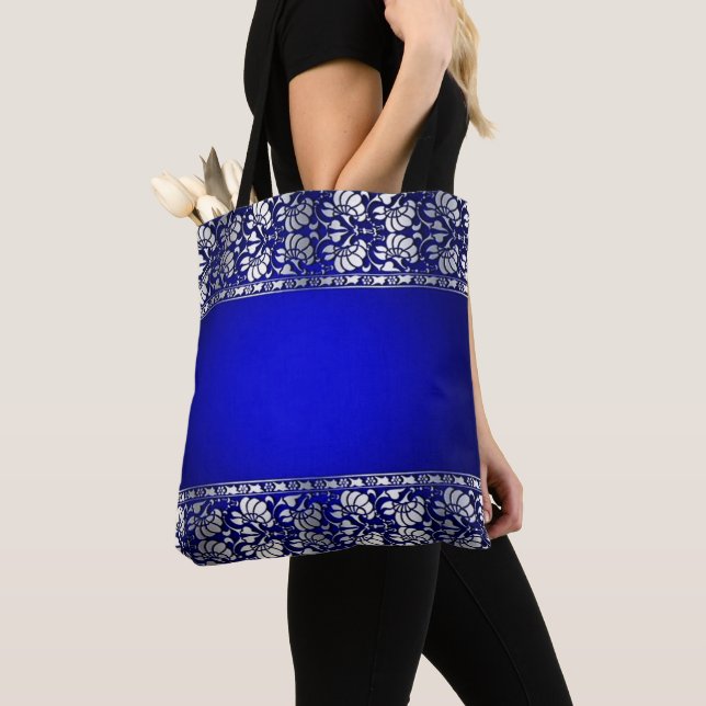 Bolso De Tela Elegante azul y plateado (Detalle)