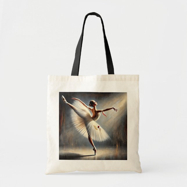 Bolso De Tela Elegante bailarina de ballet Arabesque Pose (Frente)