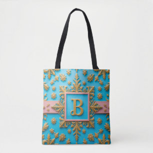 Bolso De Tela Elegante barra dorada barroca letra B sobre fondo