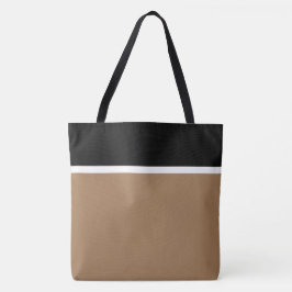 Bolso De Tela Elegante Bloque de Color Negro Blanco Mocha Marrón