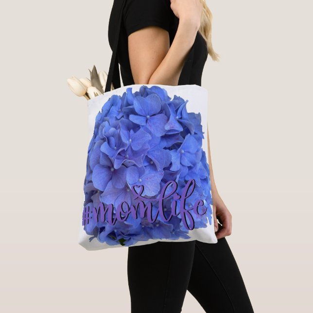 Bolso De Tela Elegante Blue periwinkle hidrangeas florales (Detalle)