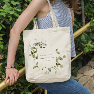Bolso De Tela Elegante Boda de acuarela de follaje botánico