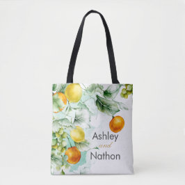 Bolso De Tela Elegante Boda de verano floral y acuarela de fruta