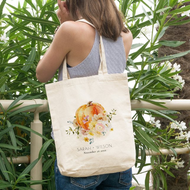 Bolso De Tela Elegante Boda floral de calabaza blanca suave Rubo (Subido por el creador)