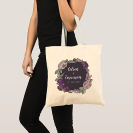 Bolso De Tela Elegante Boda Floral Purple Lilac y Lavender