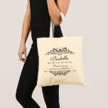 Bolso De Tela Elegante boda gracias Personalizado doncella de ho<br><div class="desc">Gracias a su doncella de honor con esta sencilla pero elegante bolsa de té personalizada. Perfecto para mantener los suministros para el día de la boda, zapatos, maquillaje, etc. Añade el nombre de tu doncella de honor y 3 líneas más de texto personalizado para personalizar. Los elementos de diseño inspirados...</div>