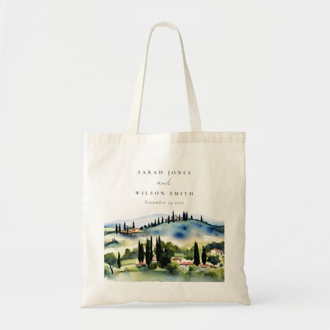 Bolso De Tela Elegante Boda paisajístico toscano-italiano (Frente)