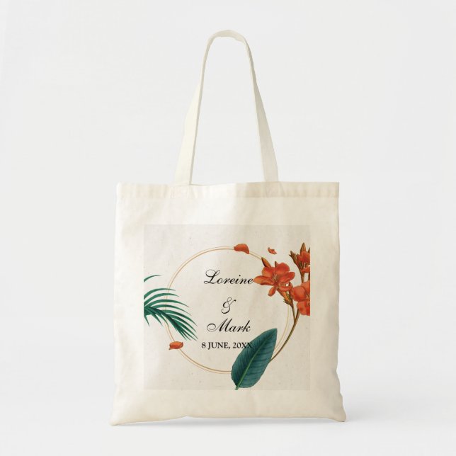 Bolso De Tela Elegante Boda tropical floral (Frente)