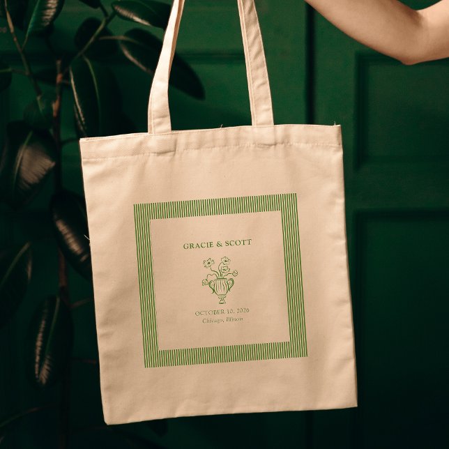 Bolso De Tela Elegante Boda verde de mano sofisticada dibujada (Subido por el creador)