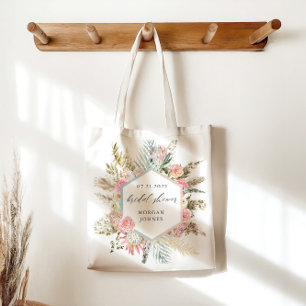 Bolso De Tela elegante bohemio floral de boda en tono rosa