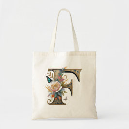Bolso De Tela Elegante bohemio floral letra F