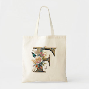 Bolso De Tela Elegante bohemio floral letra F