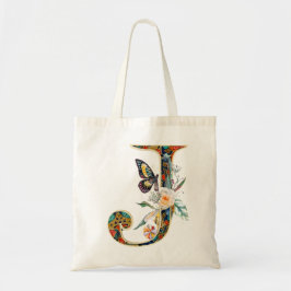 Bolso De Tela Elegante bohemio floral letra J