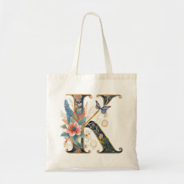 Bolso De Tela Elegante bohemio floral letra K