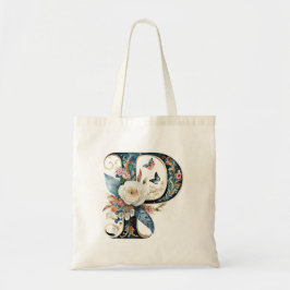 Bolso De Tela Elegante bohemio floral letra P