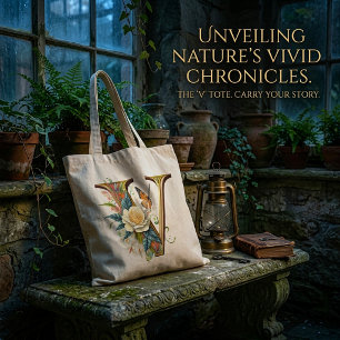 Bolso De Tela Elegante bohemio floral letra V