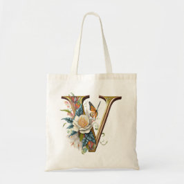 Bolso De Tela Elegante bohemio floral letra V