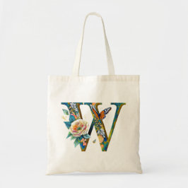 Bolso De Tela Elegante bohemio floral letra W