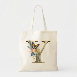 Bolso De Tela Elegante bohemio floral letra Y
