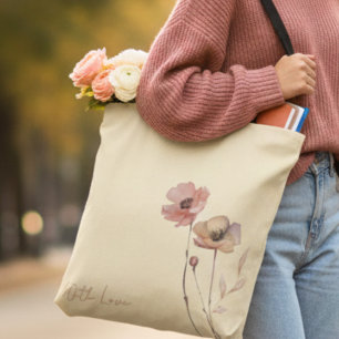 Bolso De Tela Elegante Boho Acuarela Flor Silvestre Mantequilla 