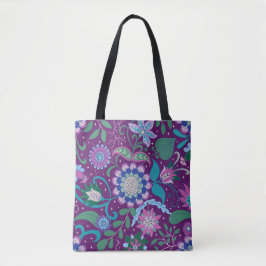 Bolso De Tela Elegante Boho Floral Púrpura  