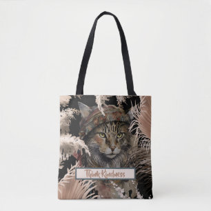 Bolso De Tela Elegante Boho lindo piensa gato bondadoso