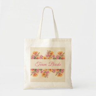 Bolso De Tela Elegante Bridesmaid De Flores Rosa Y Peach