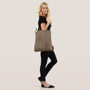 Bolso De Tela Elegante Brillo Dorado Estampado de Leopardo Negro