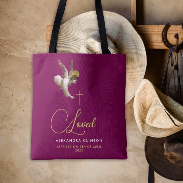 Bolso De Tela Elegante Burgundy Gold Love Angel Calligraphy Typo (Subido por el creador)