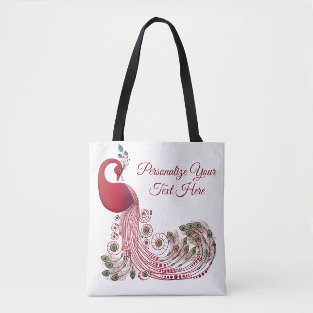 Bolso De Tela Elegante Burgundy Peacock Personalizado (Anverso)