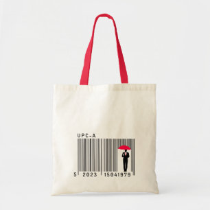 Bolso De Tela Elegante caballero sostiene un código de barras de