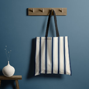 Bolso De Tela Elegante cabana a rayas mediterránea náutica azul