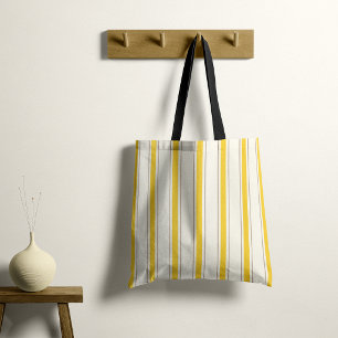Bolso De Tela Elegante Cabana Mediterránea a Rayas Amarillo Limó