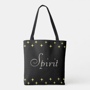 Bolso De Tela Elegante caligrafía espiritual y estrellas en negr