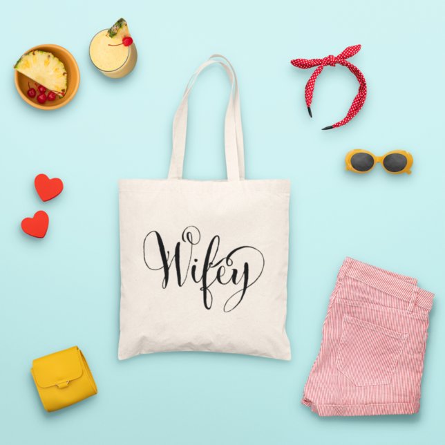 Bolso De Tela Elegante Caligrafía Floreada de Esposa Boda (Subido por el creador)