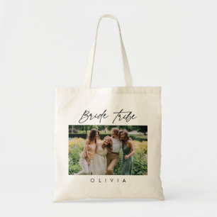 Bolso De Tela Elegante caligrafía Tribu de novias Foto Bridesmai