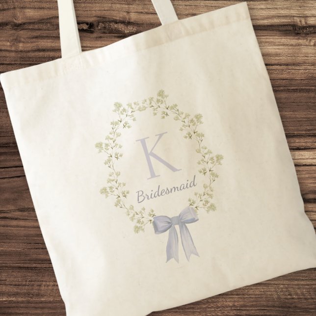 Bolso De Tela Elegante camarera de honor floral inicial personal (Subido por el creador)