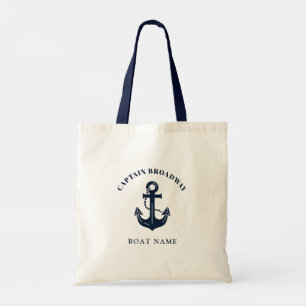Bolso De Tela Elegante Capitán Náutico y Nombre de Barco