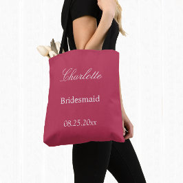 Bolso De Tela Elegante Carmine Magenta Bridesmaid Tote Bag