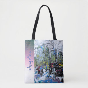 Bolso De Tela Elegante Central Park NYC Imprimir nombre personal