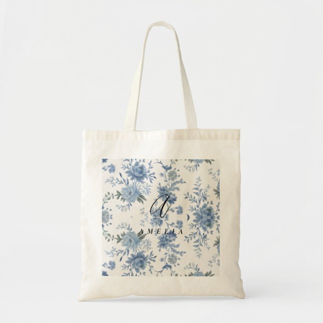 Bolso De Tela Elegante Chinoiserie Blue Toile (Frente)