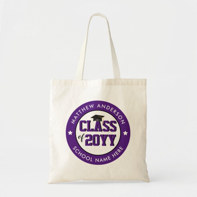 Bolso De Tela Elegante Clase Real Morada de Graduación 2023 (Frente)