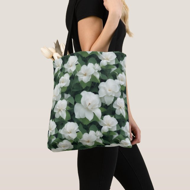Bolso De Tela Elegante clásico verde botánico floral (Detalle)
