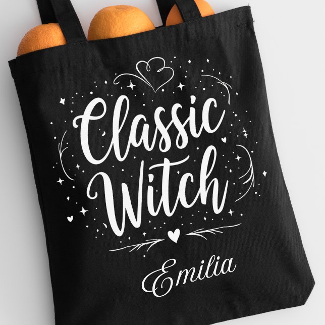 Bolso De Tela Elegante Classic Witch Custom Name Halloween Women (Subido por el creador)
