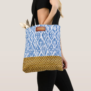 Bolso De Tela Elegante color de agua azul apariencia geométrica