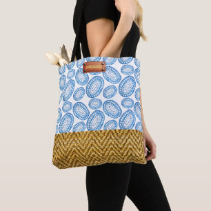 Bolso De Tela Elegante color de agua azul apariencia geométrica