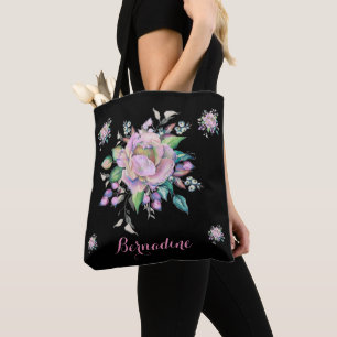 Bolso De Tela Elegante color de agua pastel floral personalizado