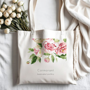 Bolso De Tela Elegante color de agua verde rosa puro Peony Flora
