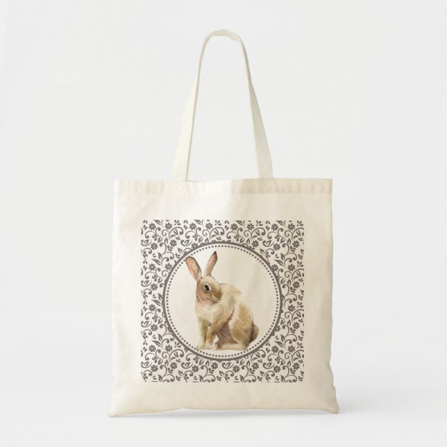 Bolso De Tela Elegante Conejo Marrón de Pascua (Frente)