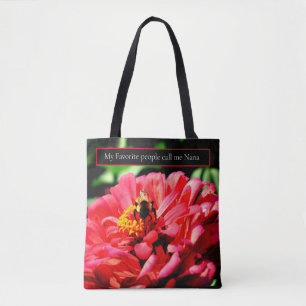 Bolso De Tela Elegante coral rojo floral adorable abeja de burbu